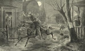 "Paul Revere's Ride," wood engraving by Charles Green Bush,  New York Public Library