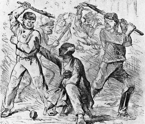 This sketch of a purported scene from the New York City Draft Riots appeared in Harper's Weekly later in 1863
