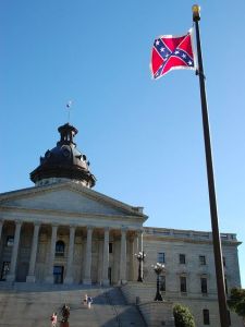 The Confederate battle flag flying outside the South Carolina capitol